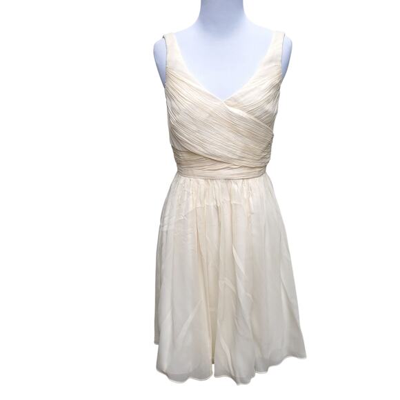J. Crew Champagne Silk Chiffon Heidi Wedding Party Dress Style 93100 Sz 4 - Picture 1 of 16